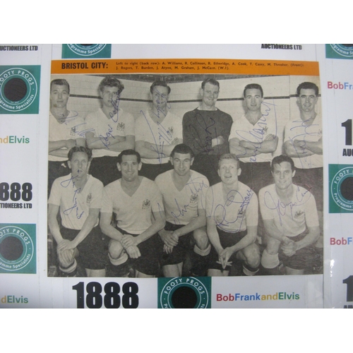 355 - BRISTOL CITY, 1957/1958, an autographed magazine team group picture, 10 signatures (21x17cm) - A Wil... 