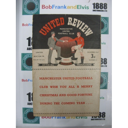 911 - MANCHESTER UNITED, 1950/1951, a football programme from the game versus Bolton Wanderers, played on ... 