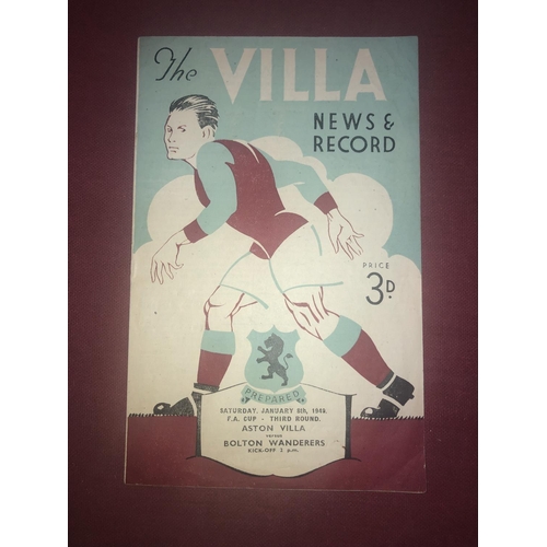 104 - ASTON VILLA, 1948/1949, a football programme from the game versus Bolton Wanderers, played on 08/01/... 