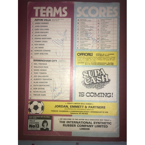 121 - ASTON VILLA, 1978/1979, an autographed football programme from the game versus Birmingham City playe... 