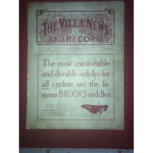 127 - ASTON VILLA RESERVES, 1908/1909, a football programme from the fixture versus Worcester City [also c... 