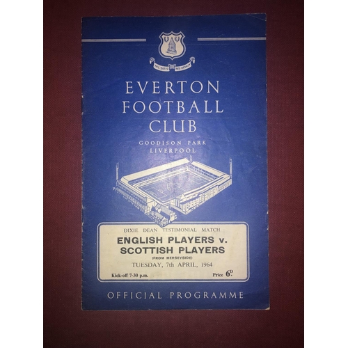 137 - AT EVERTON, 1963/1964, a football programme from the fixture English Players v Scottish Players [Dix... 