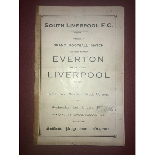 148 - AT SOUTH LIVERPOOL, 1949/1950, a football programme from the fixture Everton Former Players v Liverp... 