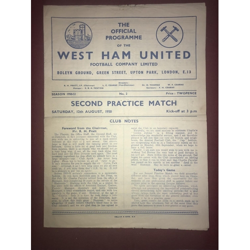 149 - AT WEST HAM UNITED, 1950/1951, a football programme from the fixture versus Club Colours v Blues, pl... 