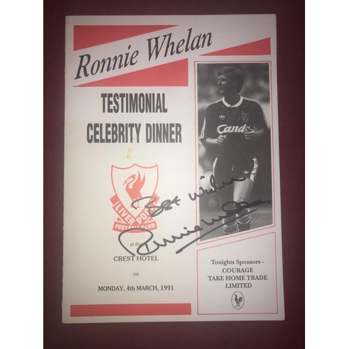 158 - AUTOGRAPHED FOOTBALL BROCHURE, 33301, Ronnie Whelan Celebrity Dinner Brochure - Signed on front cove... 