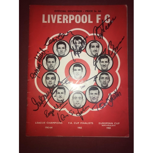 159 - AUTOGRAPHED FOOTBALL BROCHURE, 1964/1965, Liverpool Football Club Souvenir Brochure 1964-65 - Signed... 