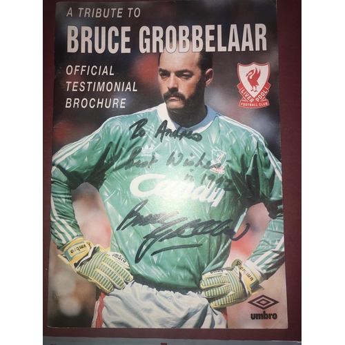 171 - AUTOGRAPHED FOOTBALL BROCHURE, 1992/1993, Bruce Grobbelaar Testimonial Brochure - Signed on front co... 