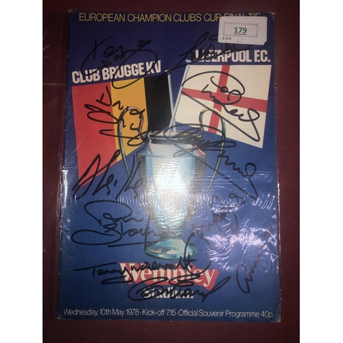 179 - AUTOGRAPHED FOOTBALL PROGRAMME, 28620, European Cup Final, Liverpool v Bruges [At Wembley] - Signed ... 