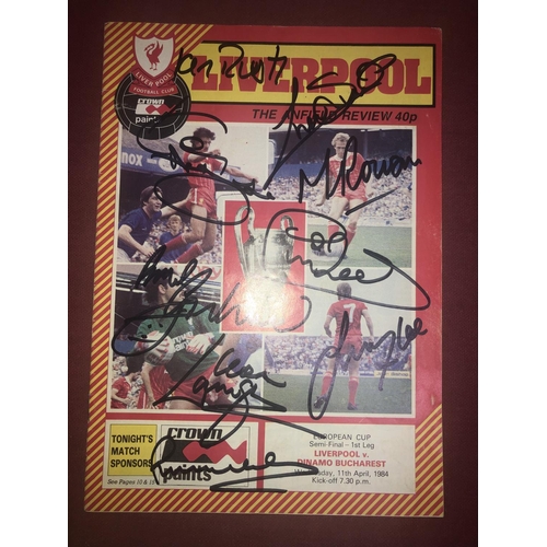 181 - AUTOGRAPHED FOOTBALL PROGRAMME, 30783, European Cup Semi-Final, Liverpool v Dinamo Bucharest - Signe... 