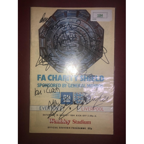 184 - AUTOGRAPHED FOOTBALL PROGRAMME, 30912, FA Charity Shield, Liverpool v Everton [At Wembley] - Signed ... 