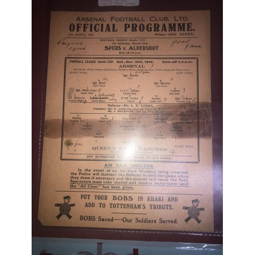 19 - ARSENAL, 1943/1944, a football programme from the fixture versus Queens Park Rangers, played on 18/0... 