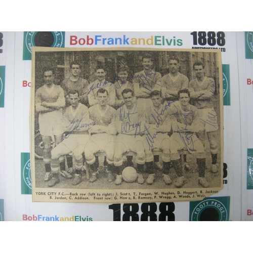 2033 - YORK CITY, 1960/1961, an autographed newspaper team group from the season, signed by 8 players (18cm... 