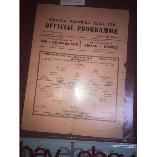 25 - ARSENAL, 1945/1946, a football programme from the fixture versus Aston Villa, played on 22/09/1945 i... 