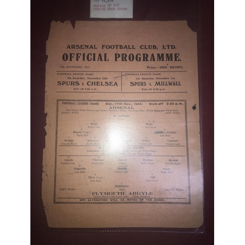 29 - ARSENAL, 1945/1946, a football programme from the fixture versus Plymouth Argyle, played on 17/11/19... 