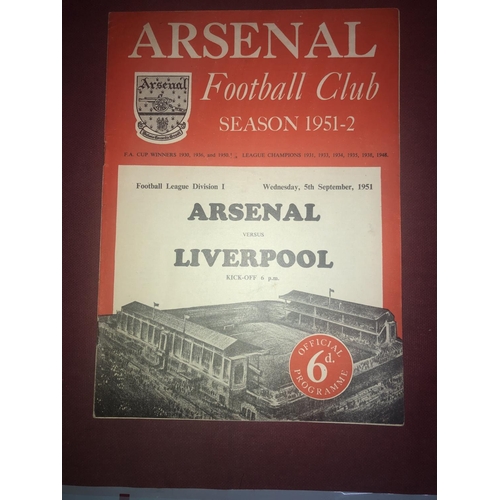 42 - ARSENAL, 1951/1952, a football programme from the fixture versus Liverpool, played on 05/09/1951.