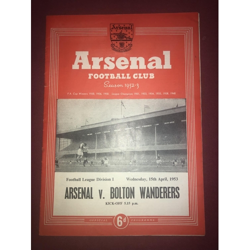 45 - ARSENAL, 1952/1953, a football programme from the game versus Bolton Wanderers, played on 15/04/1953... 