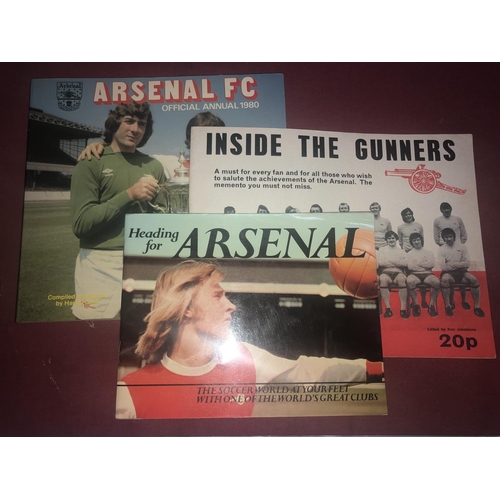 46 - ARSENAL, 1970-1980, a selection of 3 books/brochures - Heading For Arsenal, Inside the Gunners, Offi... 