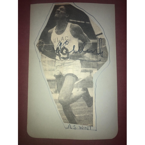 51 - ARTHUR WINT, 1948-1952, an autographed clipping of the famous Jamaican Runner, the 1st ever Jamaican... 