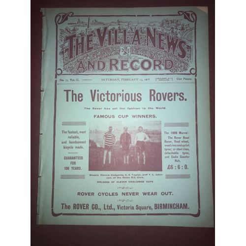 59 - ASTON VILLA, 1907/1908, a football programme from the fixture versus Sheffield Wednesday, played on ... 