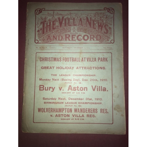 64 - ASTON VILLA, 1910/1911, a football programme from the game versus Liverpool, played on 24/12/1910 (f... 