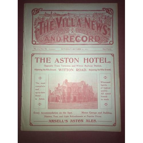 68 - ASTON VILLA, 1911/1912, a football programme from the game versus Sheffield Wednesday, played on 21/... 