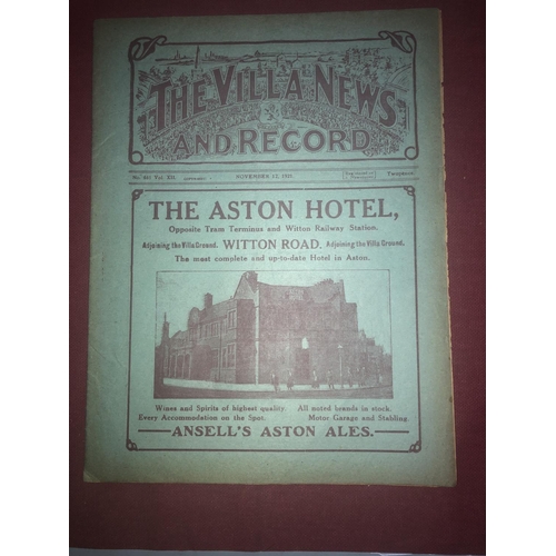 73 - ASTON VILLA, 1921/1922, a football programme from the fixture versus Bradford City, played on 12/11/... 