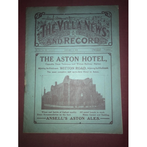 76 - ASTON VILLA, 1921/1922, a football programme from the game versus Burnley, played on 14/01/1922 (rus... 