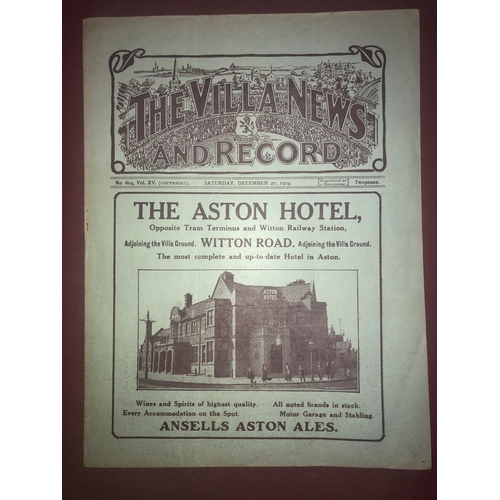 81 - ASTON VILLA, 1924/1925, a football programme from the fixture versus Liverpool, played on 27/12/1924... 