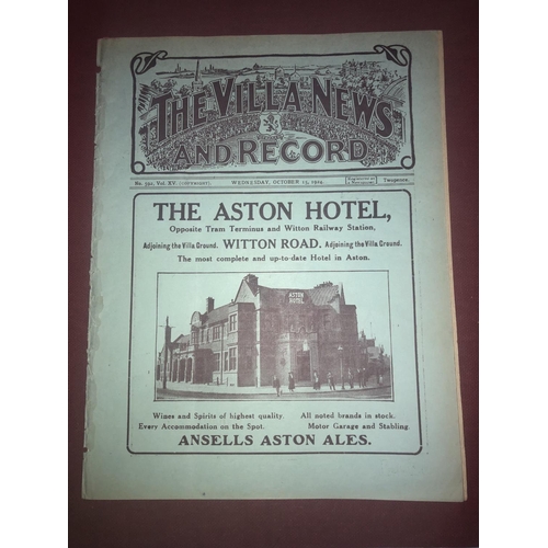 83 - ASTON VILLA, 1924/1925, a football programme from the fixture versus South Africa, played on 15/10/1... 