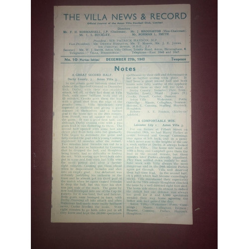 98 - ASTON VILLA, 1943/1944, a football programme from the game versus Northampton Town, played on 27/12/... 