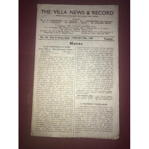 99 - ASTON VILLA, 1944/1945, a football programme from the game versus Birmingham City, played on 20/01/1... 