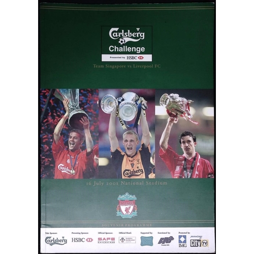 100 - FOOTBALL PROGRAMME, 16/07/2001 Liverpool Away - Team Singapore [Carlsberg Challenge Cup]