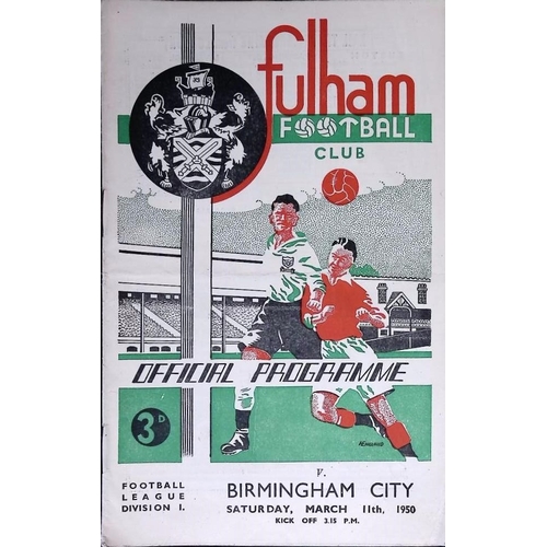 1081 - FOOTBALL PROGRAMME, 11/03/1950 Fulham Home - Birmingham City (light fold)