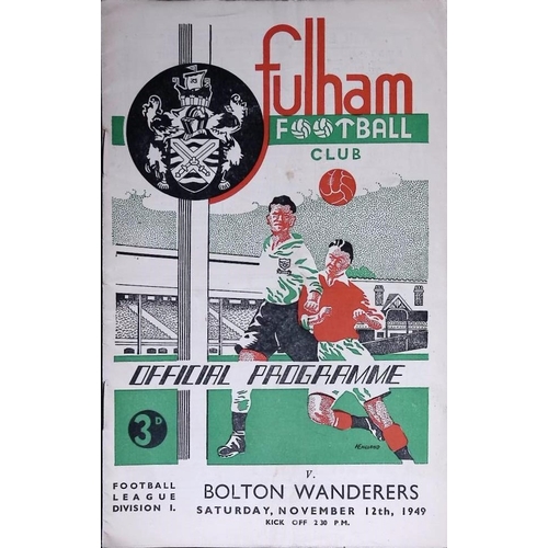 1083 - FOOTBALL PROGRAMME, 12/11/1949 Fulham Home - Bolton Wanderers (light creasing)