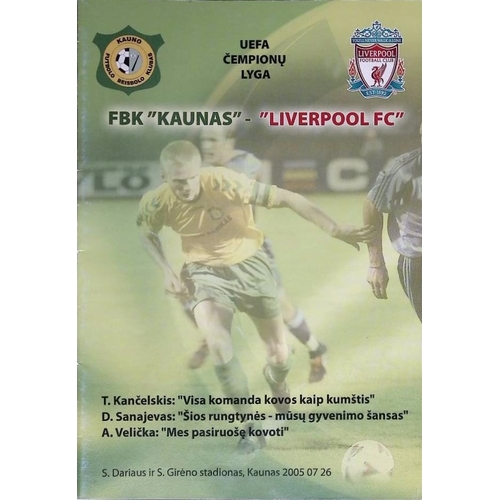 116 - FOOTBALL PROGRAMME, 26/07/2005 Liverpool Away - FB Kaunas [UEFA Champions League]