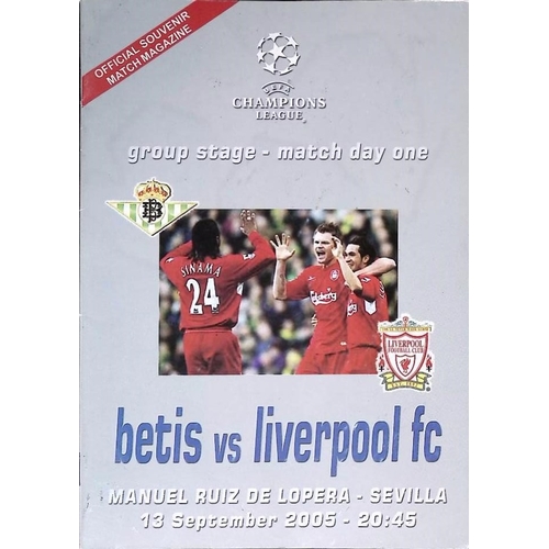 117 - FOOTBALL PROGRAMME, 13/09/2005 Liverpool Away - Real Betis [UEFA Champions League] 'Official Souveni... 