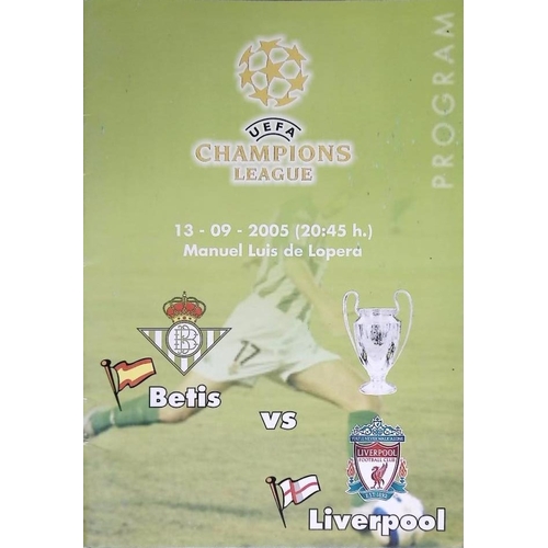 118 - FOOTBALL PROGRAMME, 13/09/2005 Liverpool Away - Real Betis [UEFA Champions League] Lime Green Front ... 