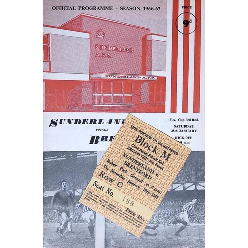 1284 - FOOTBALL PROGRAMME & TICKET, 28/01/1967 Sunderland Home - Brentford [FA Cup]