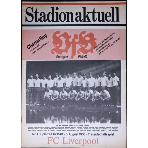 28 - FOOTBALL PROGRAMME, 05/08/1980 Liverpool Away - FB Stuttgart [Friendly] 'Stadionaktuell' Stadium Edi... 