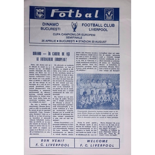 36 - FOOTBALL PROGRAMME, 25/04/1984 European Cup Semi-Final - Dinamo Bucharest v Liverpool (8 page fold o... 