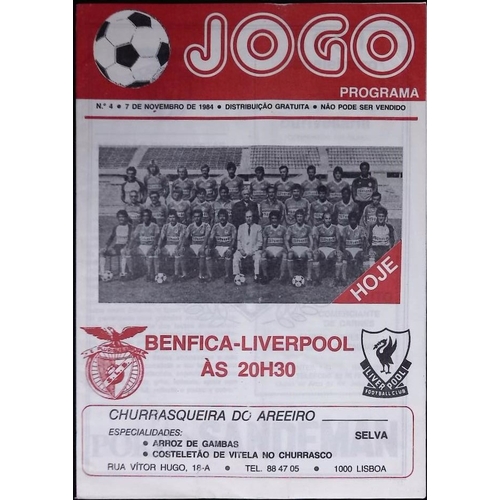 38 - FOOTBALL PROGRAMME, 07/11/1984 Liverpool Away - Benfica [European Cup] (folded)