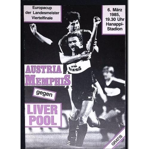 40 - FOOTBALL PROGRAMME, 06/03/1985 Liverpool Away - Austria Memphis [European Cup]