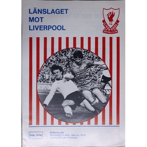 48 - FOOTBALL PROGRAMME, 04/08/1986 Liverpool Away - In Sweden: Swedish Select XI [At BK Forward]