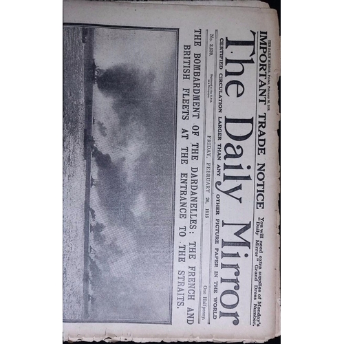 485 - WW1 MEMORABILIA, 26/02/1915 The Daily Mirror Newspaper - 12 page full edition - No.3,539 (folded, ta... 