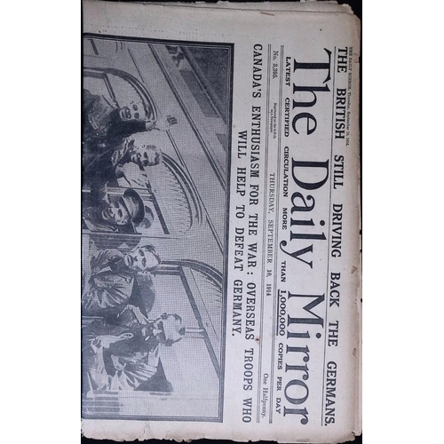 486 - WW1 MEMORABILIA, 10/09/1914 The Daily Mirror Newspaper - 12 page full edition - No.3,395 (folded, ta... 