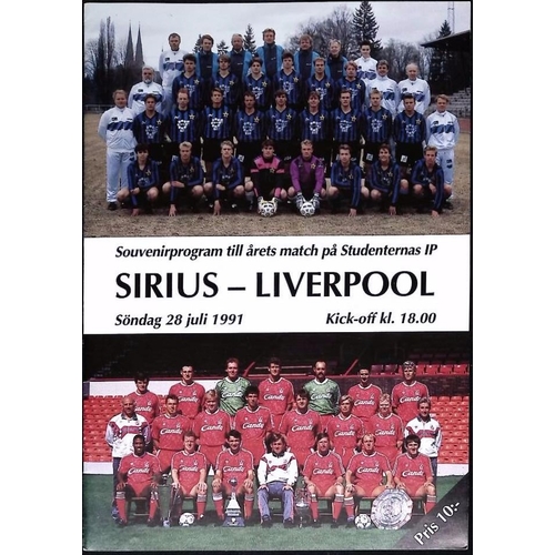 63 - FOOTBALL PROGRAMME, 28/07/1991 Liverpool Away - Sirius [Friendly]