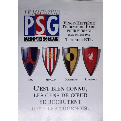 69 - FOOTBALL PROGRAMME, 26/07/1992 Liverpool Away - Paris Tournament: 28th Year, Paris Saint-Germain v D... 