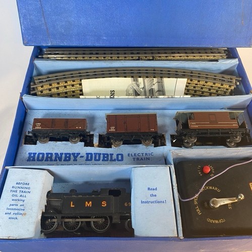 1 - Hornby Dublo LMS Tank Goods Train set EDG7 appears complete in box with instructions, Good example f... 