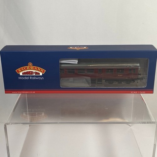 74 - Bachmann 39-579 OO gauge BR Auto Trailer maroon coach, instructions and un-opened detailing pack, lo... 