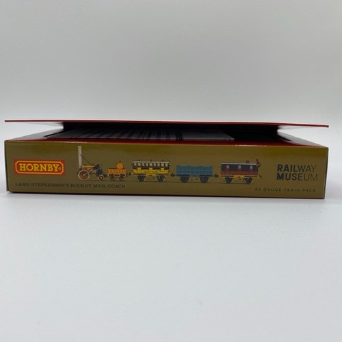 110 - Hornby R3956 train pack & R60014 3 pack OO gauge L&MR Stephenson's Rocket Mail Coach and L&MR flatbe... 